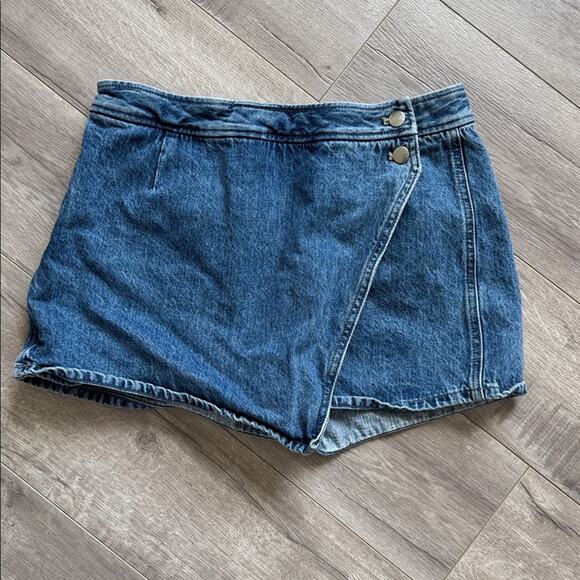 Madewell Women's Blue Denim Micro Mini Wrap Skort 100% Cotton Size 28 - Picture 5 of 10